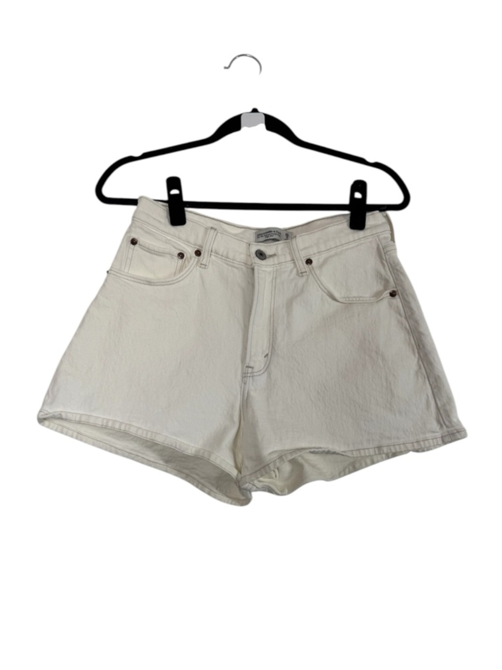 Abercrombie & Fitch Cream High-Rise Jean Shorts